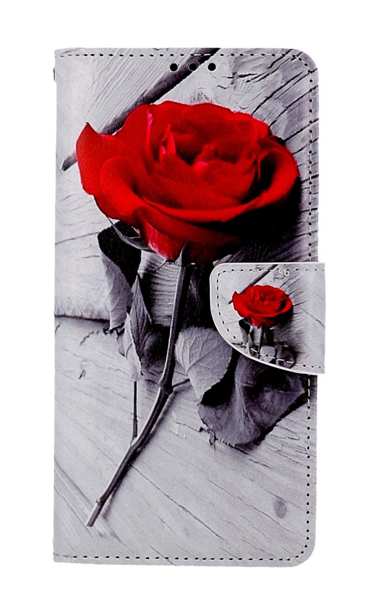 Pouzdro TopQ Xiaomi Redmi Note 9 Pro knížkové Červená růže 59931 (obal neboli kryt na mobil Xiaomi Redmi Note 9 Pro)