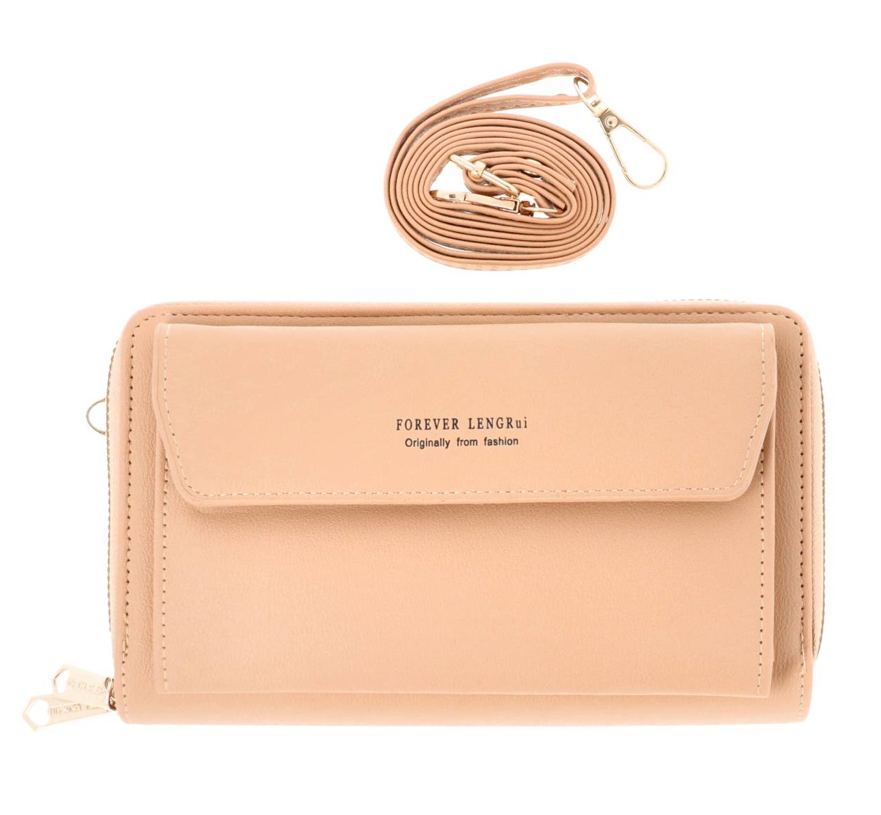 Kabelka TopQ Elegance Touch na mobil s popruhem meruňková 129968