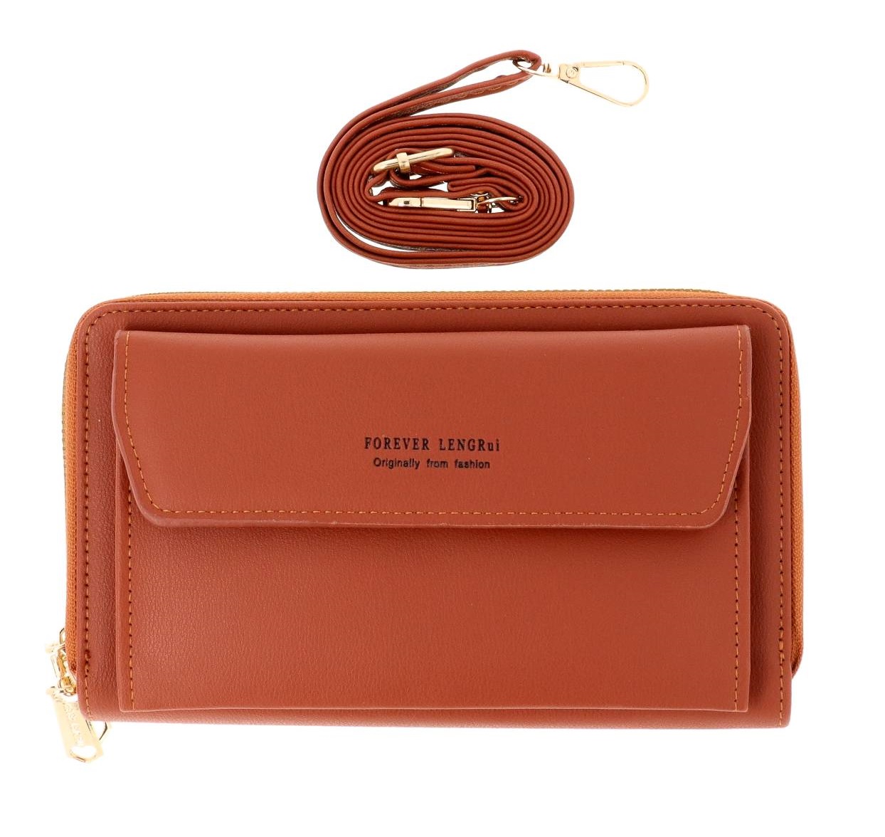 Kabelka TopQ Elegance Touch na mobil s popruhem hnědá 129974