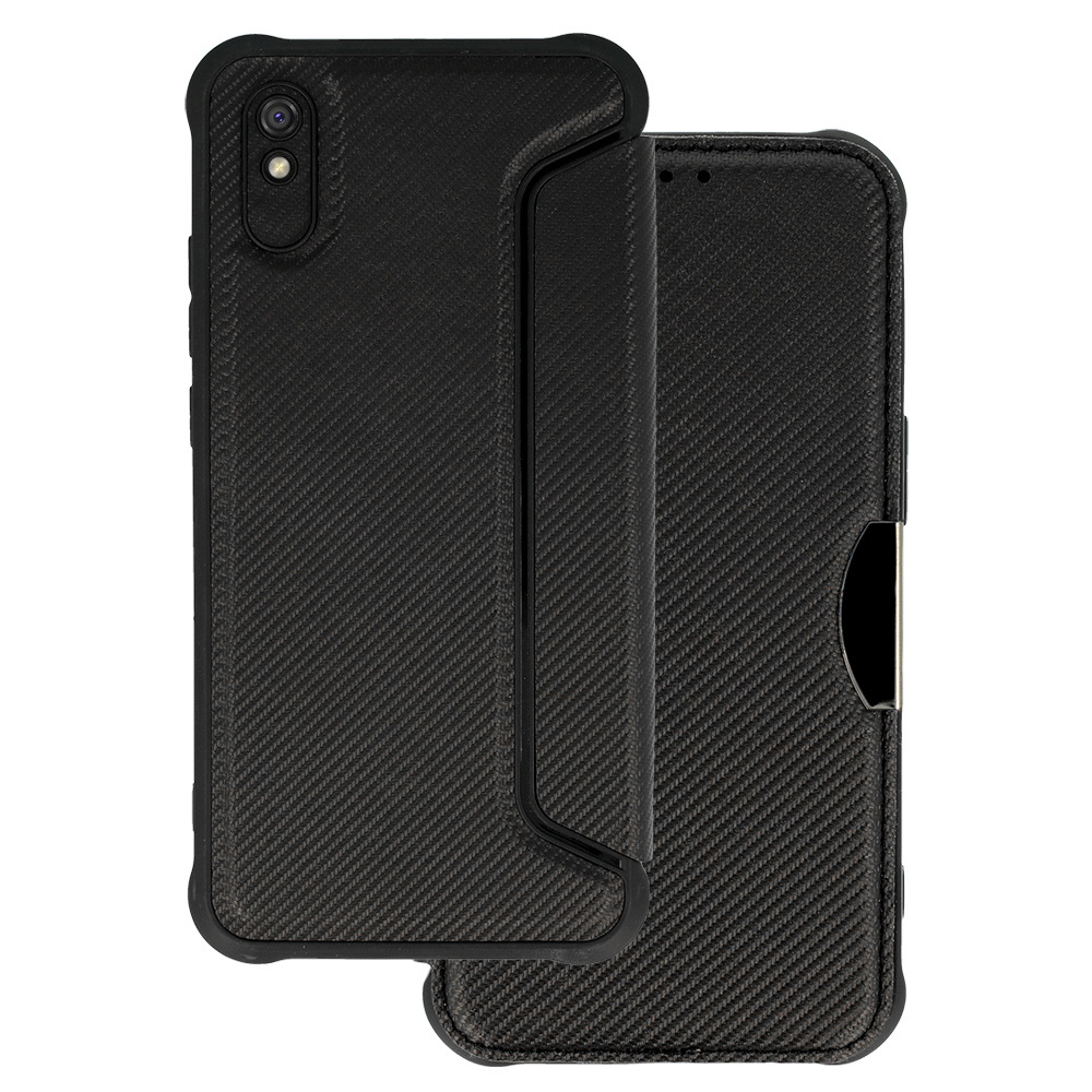 Knížkové pouzdro TopQ Razor Carbon pro Xiaomi Redmi 9A černé