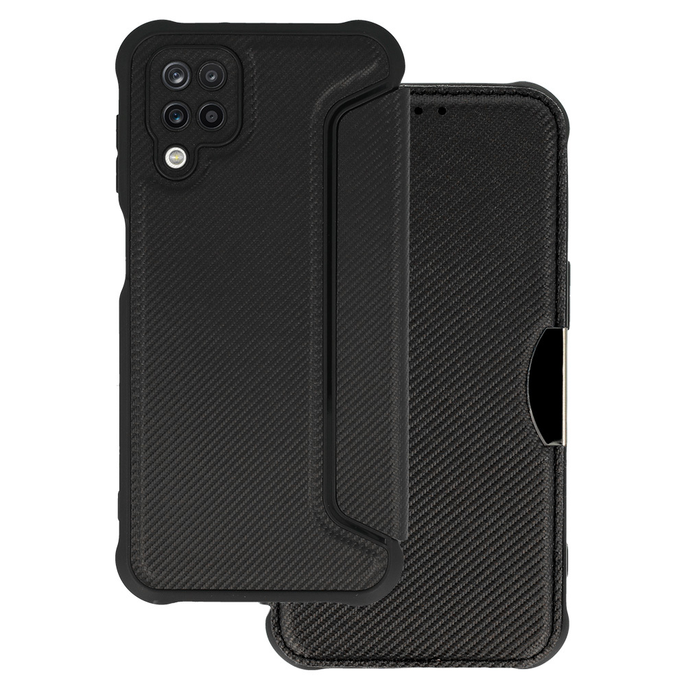 Knížkové pouzdro TopQ Razor Carbon pro Samsung Galaxy A12 černé