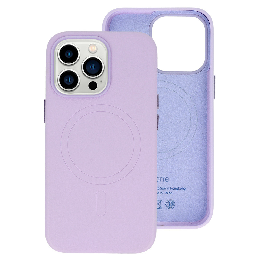 Zadní kryt MagSafe Leather pro Iphone 15 Plus Purple