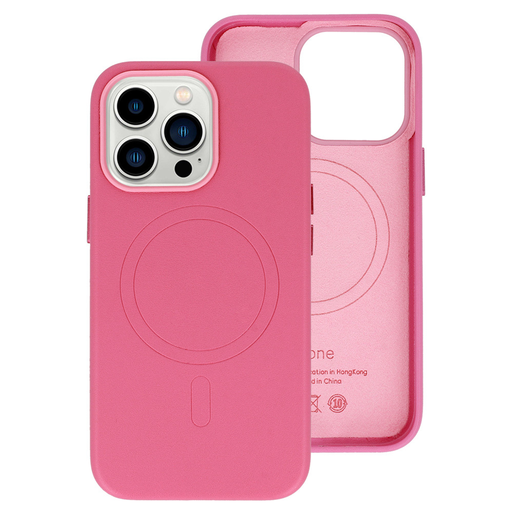 Zadní kryt MagSafe Leather pro Iphone 15 Plus Pink