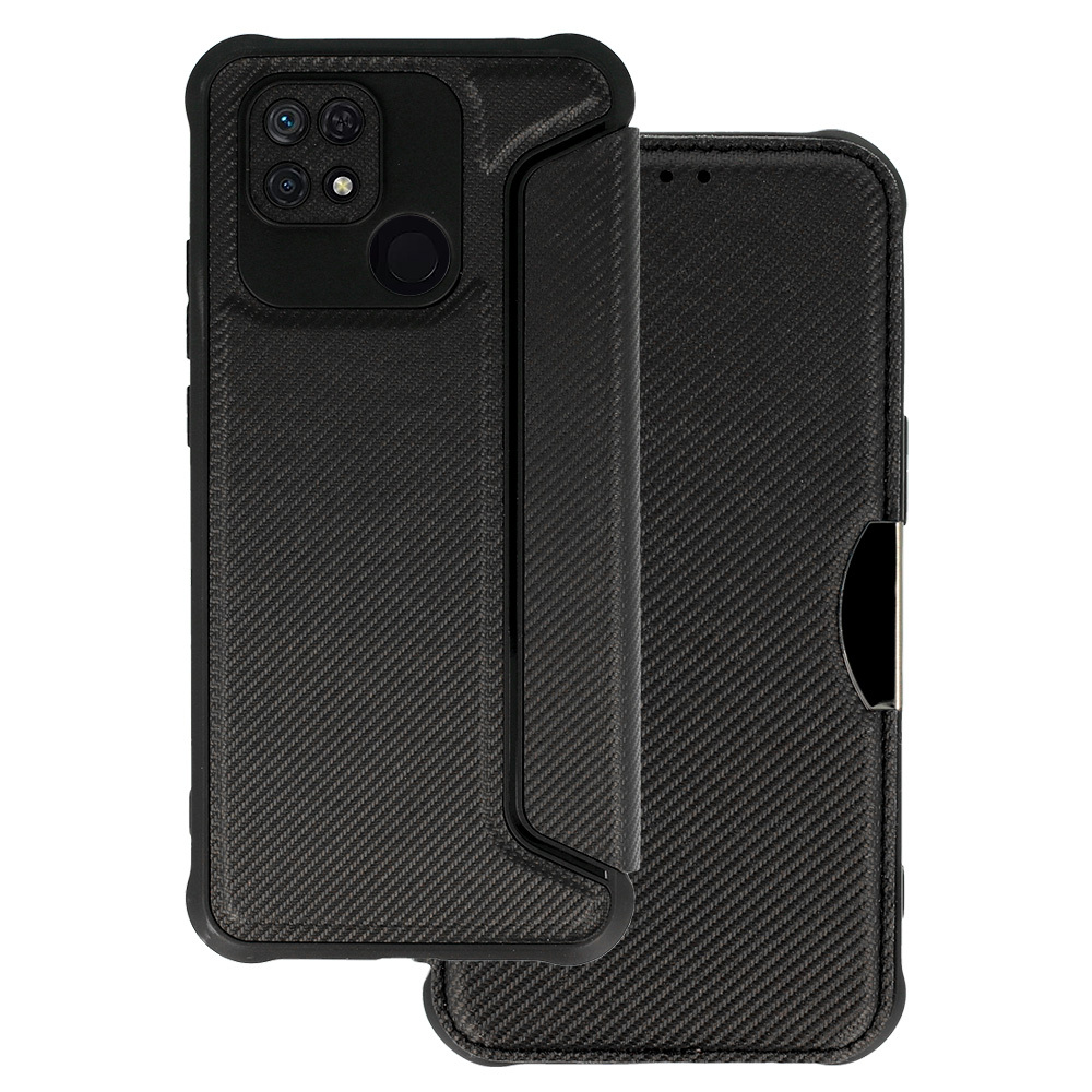 Knížkové pouzdro TopQ Razor Carbon pro Xiaomi Redmi 12C/11A černé