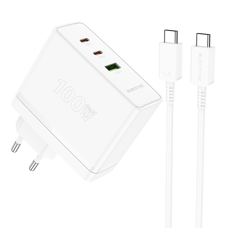 Rychlonabíječka Borofone BN11 včetně USB-C datového kabelu 100W bílá