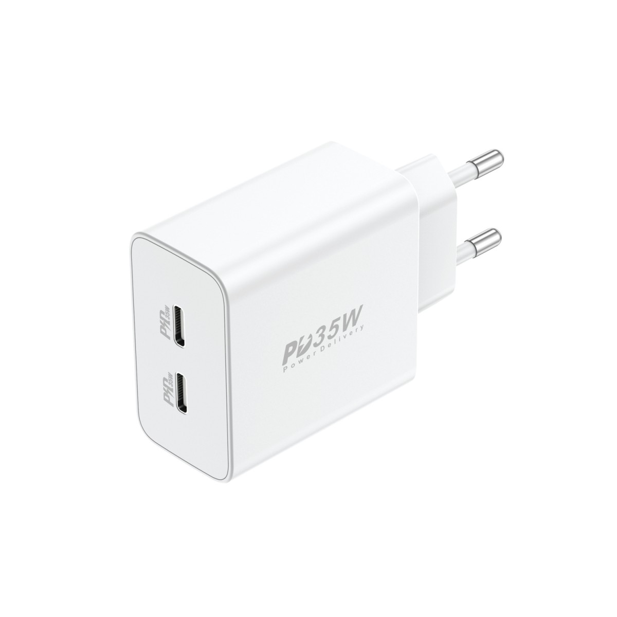 Adaptér Foneng EU50 - 2xTyp C - PD 35W 3A bílý