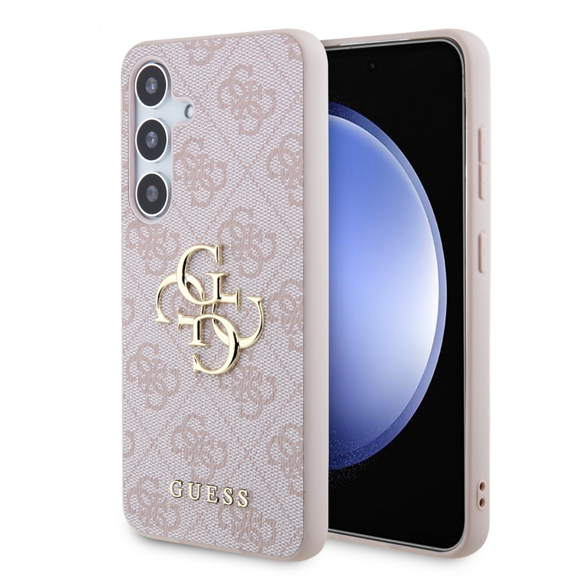 Guess PU 4G Metal Logo Zadní Kryt pro Samsung Galaxy S24 Pink