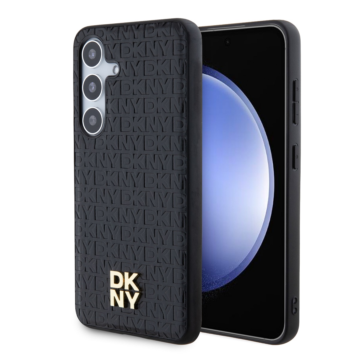 Zadní Kryt DKNY PU Leather Repeat Pattern Stack Logo Magsafe pro Samsung Galaxy S24 Black