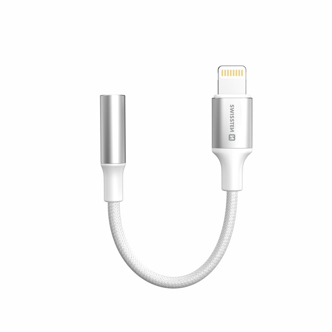 Audio adaptér Swissten Lightning - 3,5mm aux 0,15 m bílý