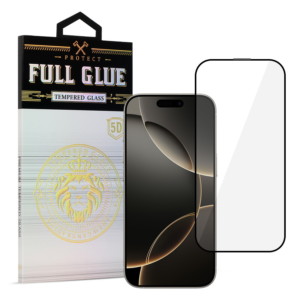 Tvrzené sklo HARD Full Glue 5D pro iPhone 16 Pro - 17 černé