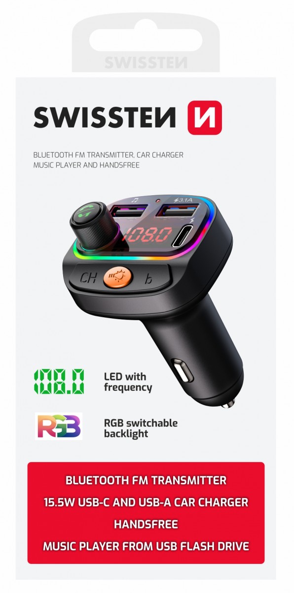 FM Transmitter RGB Swissten černý