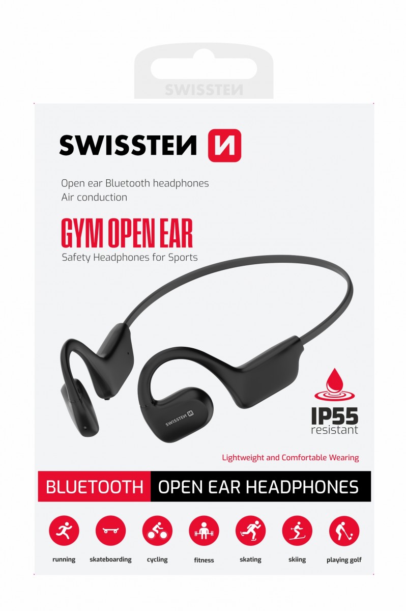 Sluchátka Bluetooth Swissten Gym Open Ear černá