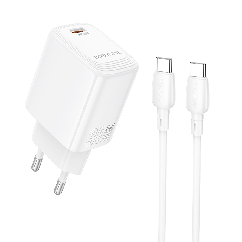 Rychlonabíječka Borofone BN28 Fuente s datovým kabelem USB-C 30W bílá