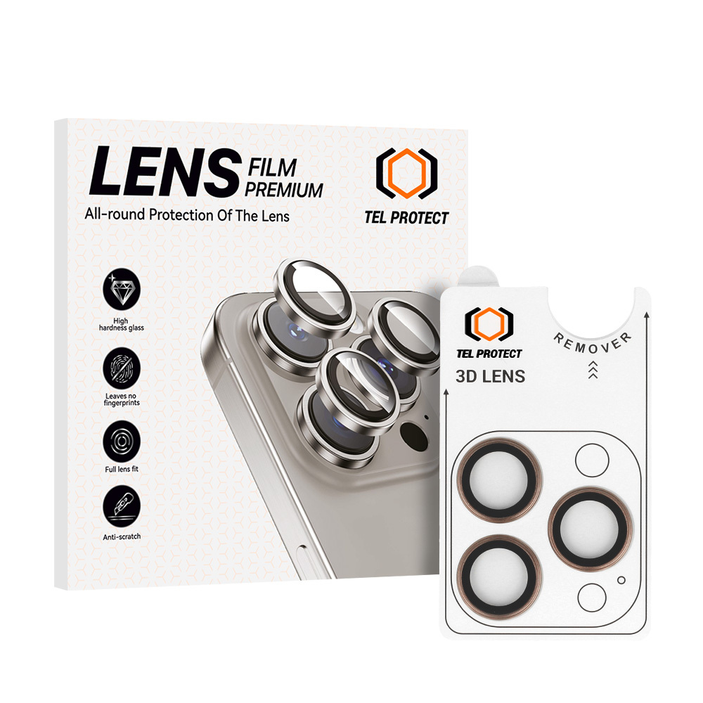Tvrzené sklo Tel Protect 3D Lens na fotoaparát pro iPhone 15 Pro-15 Pro Max titanium