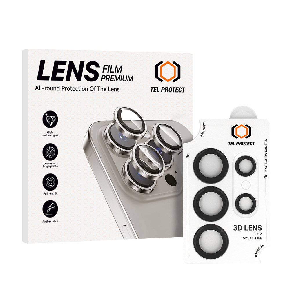 Tvrzené sklo Tel Protect 3D Lens na fotoaparát pro Samsung Galaxy S25 Ultra black