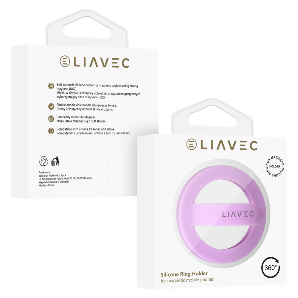 Prsten na mobil Liavec Magsafe light purple