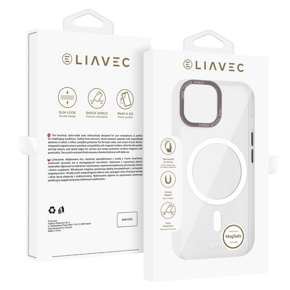 Zadní kryt Liavec Hybrid Magsafe Clear pro iPhone 15