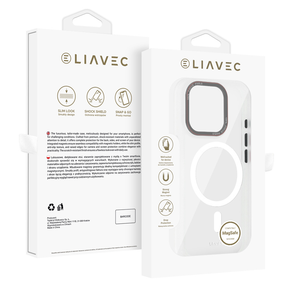 Zadní kryt Liavec Hybrid Magsafe Clear pro iPhone 15 Pro