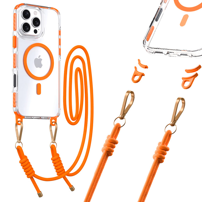 Zadní kryt Tel Protect Strap Clear pro iPhone 15 Pro orange
