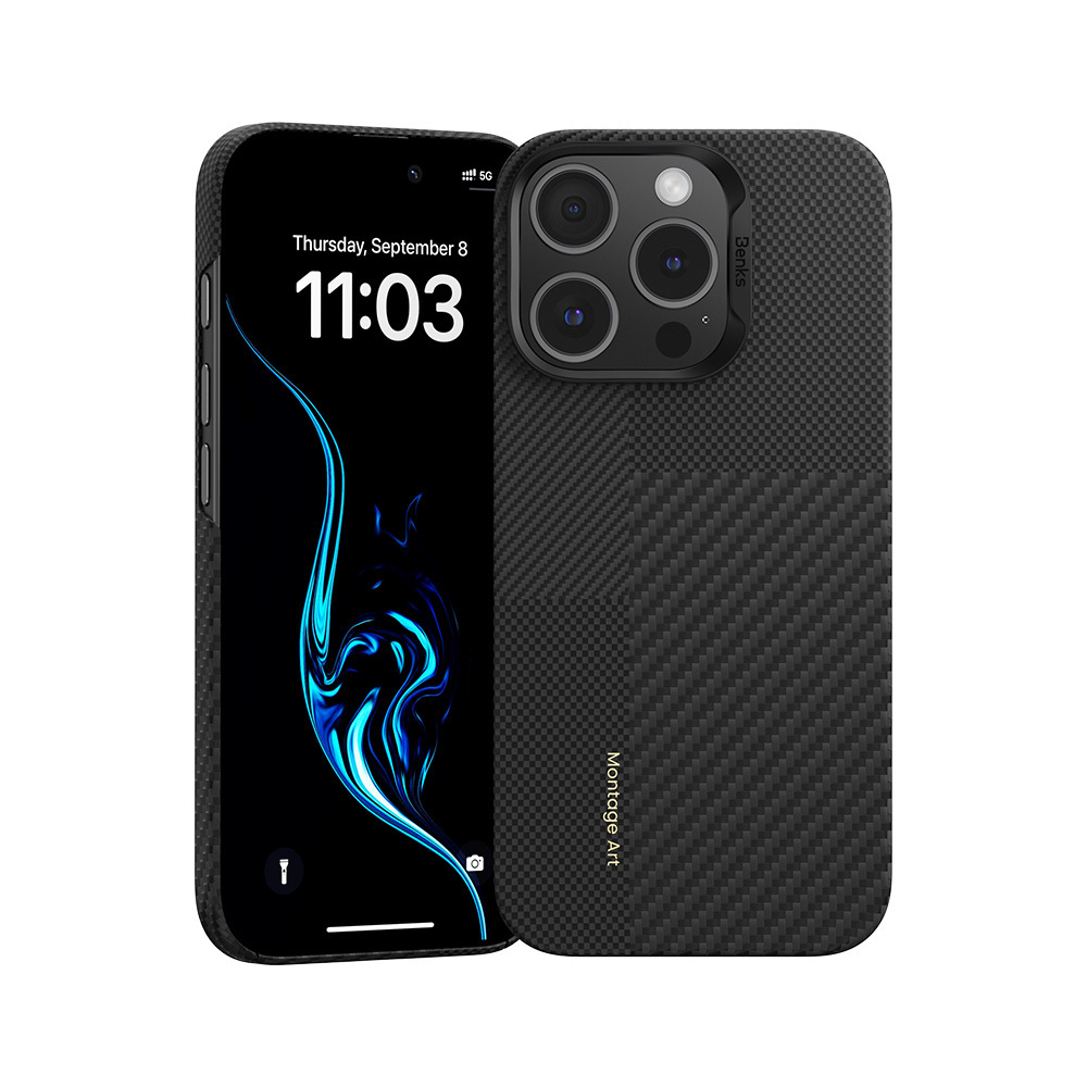 Zadní kryt Benks Montage Magnetic Armor Air Kevlar PC Frame 600D+1500D (MB66) pro iPhone 16 Pro Max black