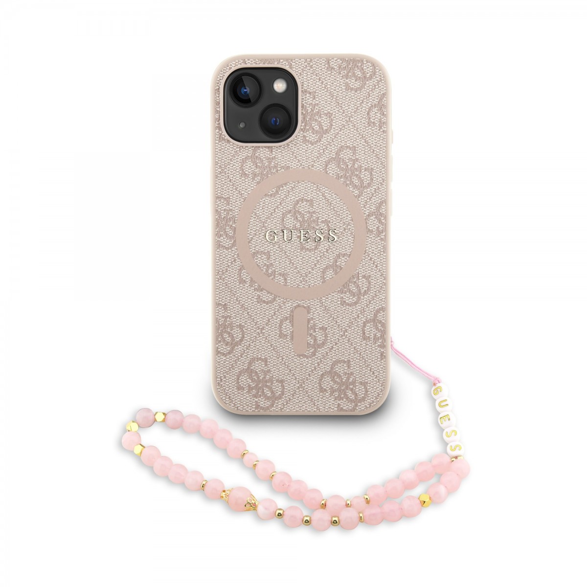 Zadní kryt Guess PU Leather 4G Colored Ring Strap MagSafe pro iPhone 15 Pink