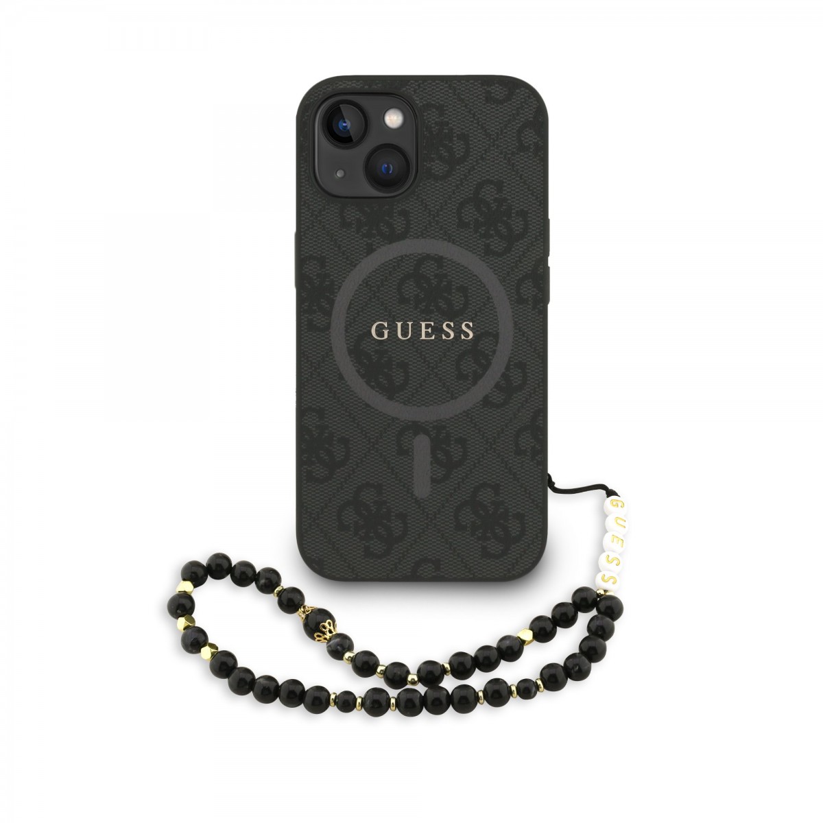 Zadní kryt Guess PU Leather 4G Colored Ring Strap MagSafe pro iPhone 13 Black