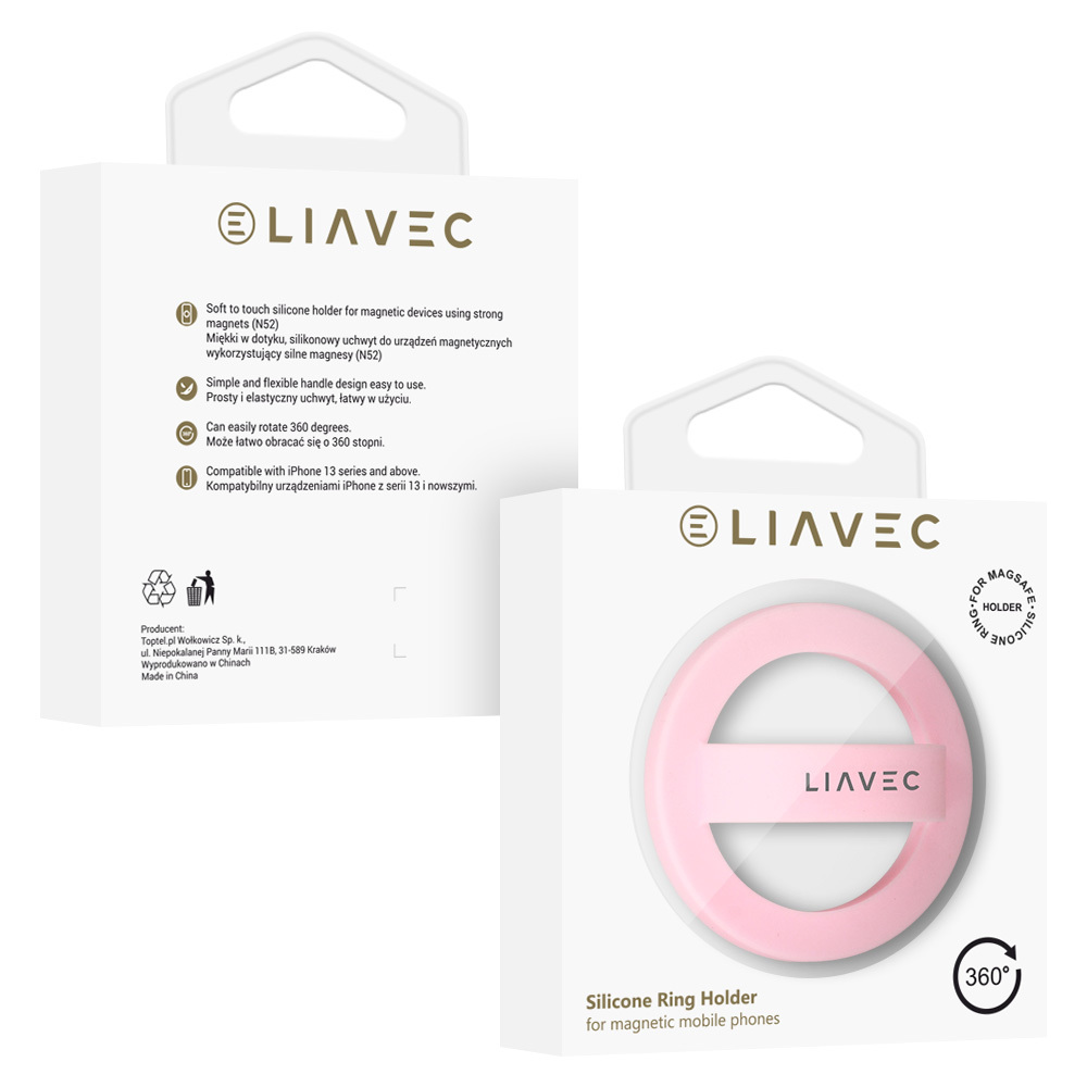 Prsten na mobil Liavec Magsafe light pink