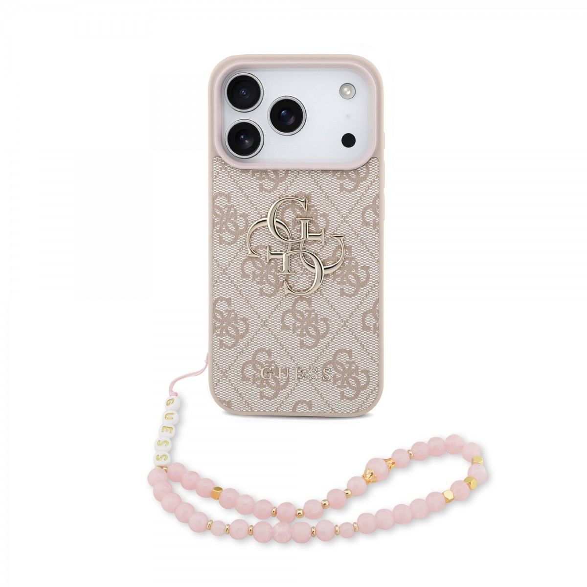 Zadní kryt Guess PU 4G Metal Logo Strap pro iPhone 17 Pro Pink