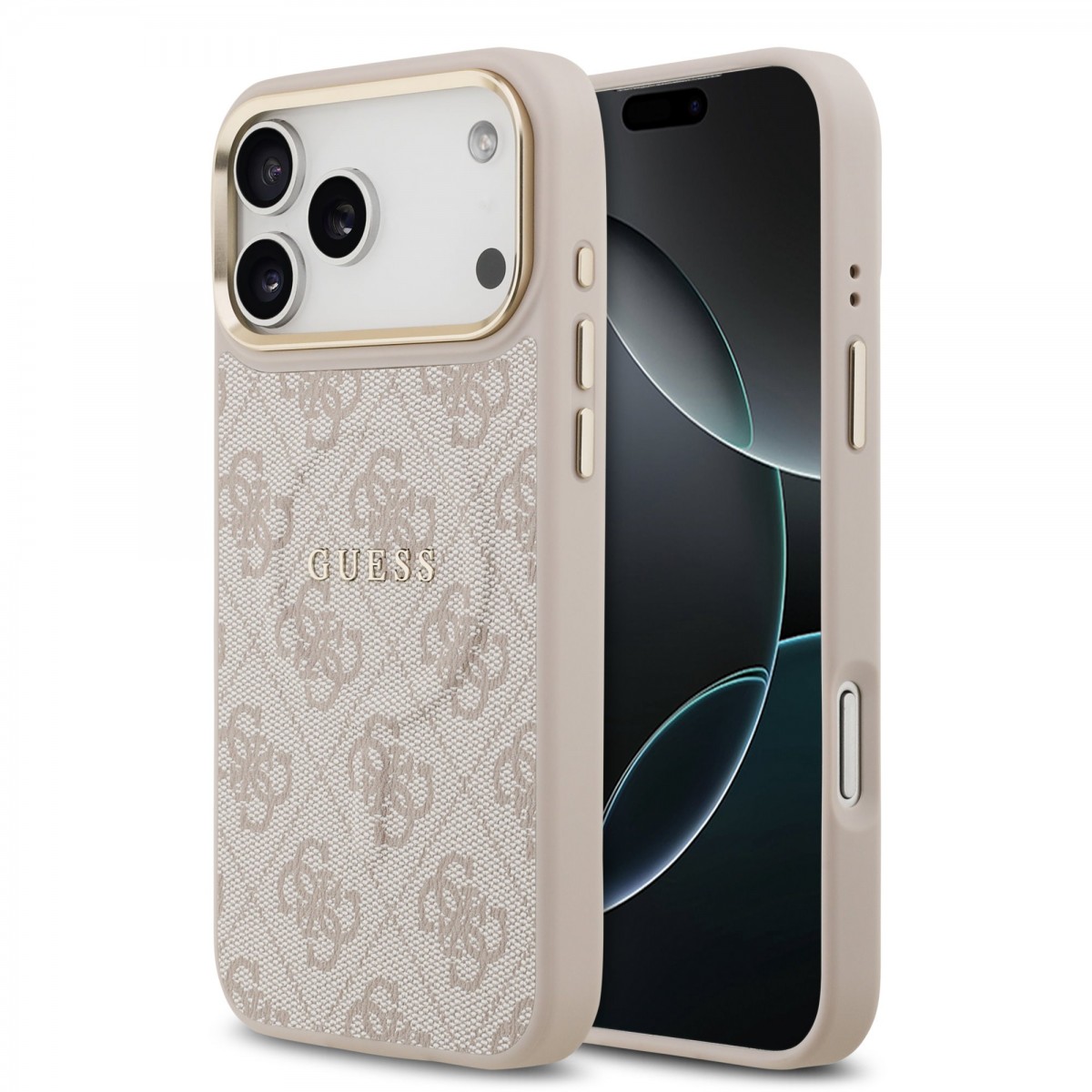 Zadní kryt Guess PU Leather 4G Gold Frame MagSafe pro iPhone 17 Pro Max Pink
