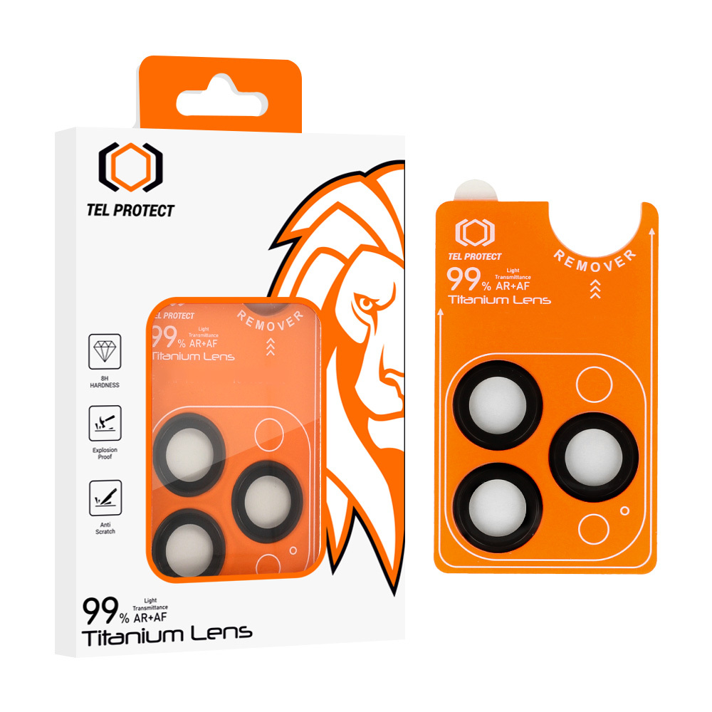 Tvrzené sklo Tel Protect Titanium Lens 99% AR na čočky fotoaparátu pro iPhone 17 Air black