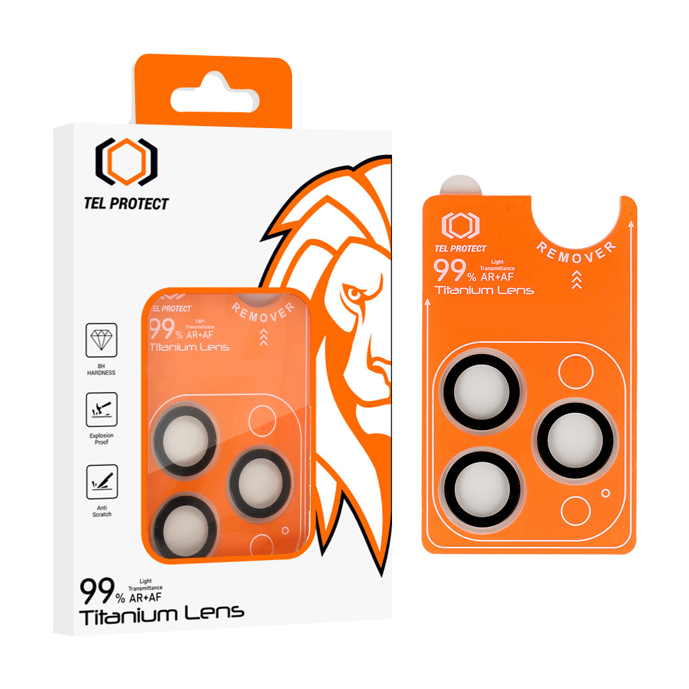 Tvrzené sklo Tel Protect Titanium Lens 99% AR na čočky fotoaparátu pro iPhone 17 Pro-17 Pro Max transparent
