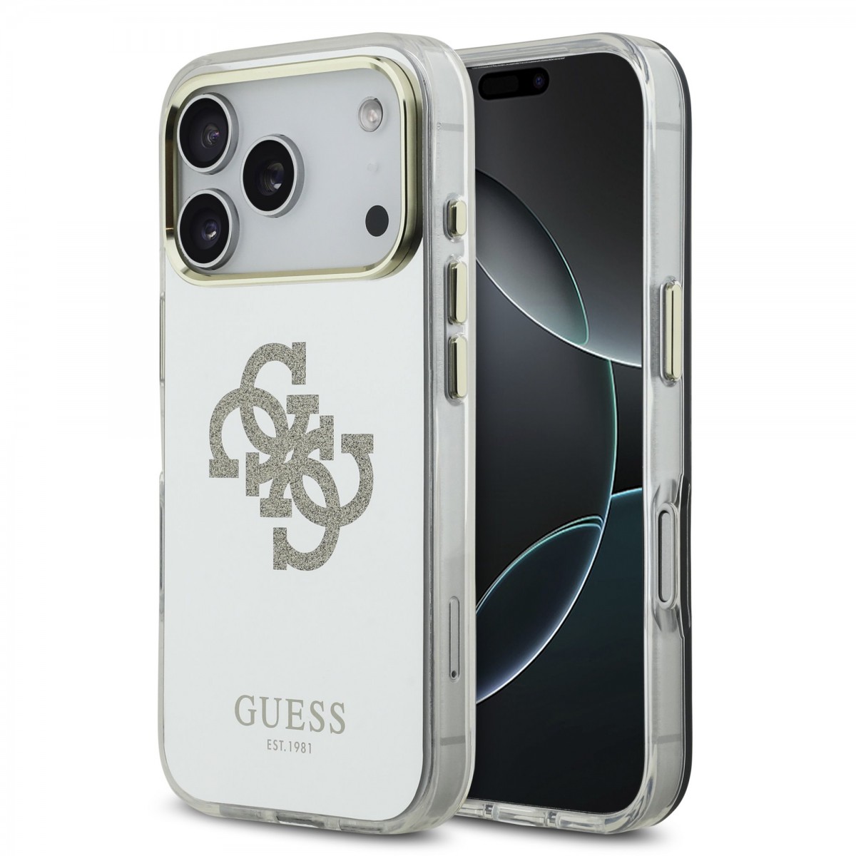 Zadní kryt Guess PC/TPU Mirror 4G Glitter Logo MagSafe pro iPhone 17 Pro Gold