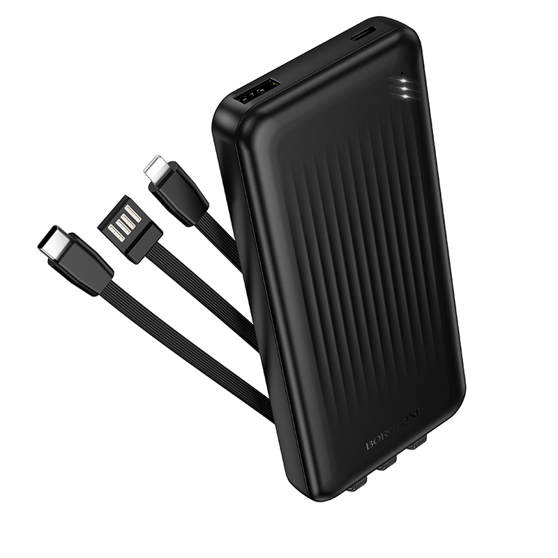 Powerbank Borofone 10000mAh BJ79 Clever - USB-A - s USB-C a Lightning kabelem černá