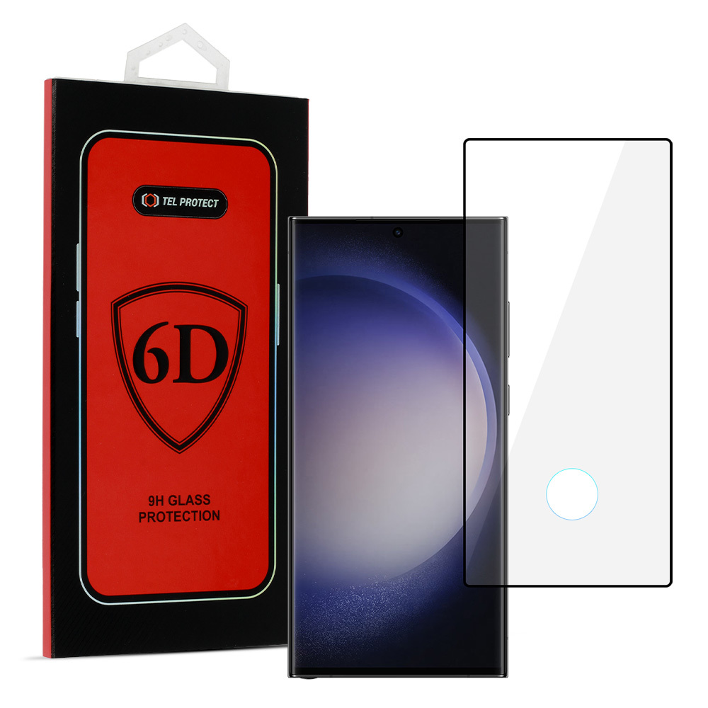Tvrzené sklo Tel Protect Full Glue 6D pro Samsung Galaxy S23 Ultra černé (s otvorem pro skener)