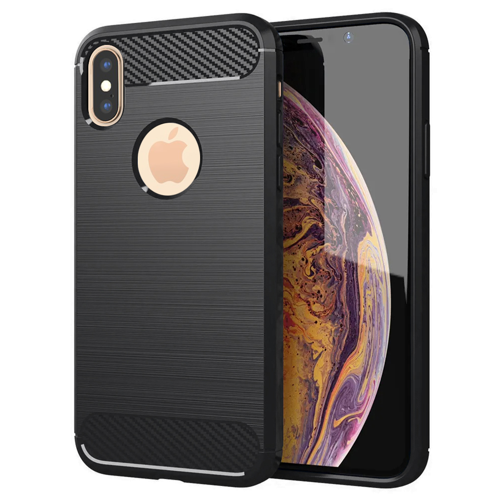 Techsuit Karbon Silikon iPhone XS Max Černý