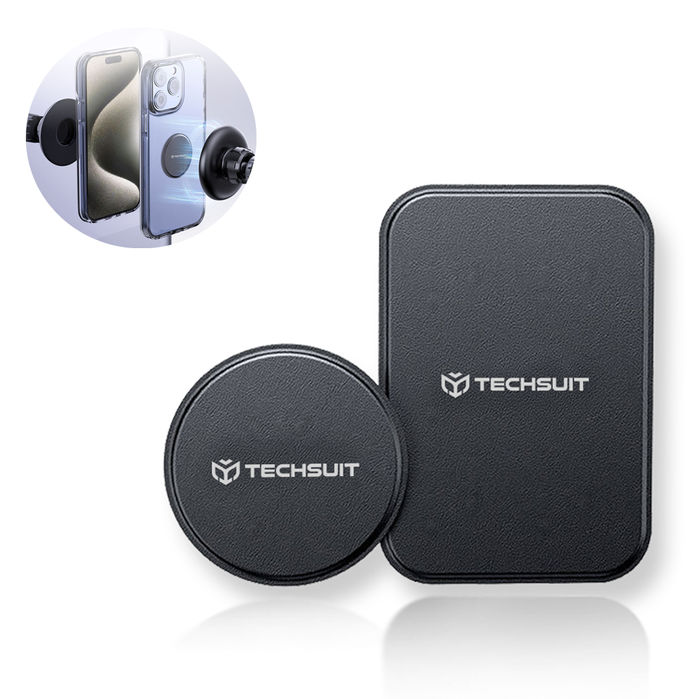 Techsuit 2ks Kovová destička MP02 PU kůže kryt Černá
