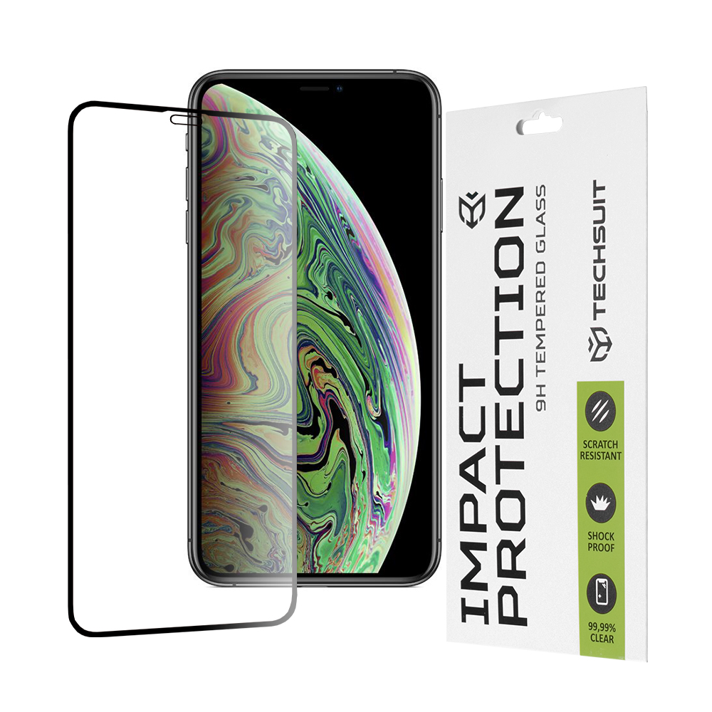 Techsuit 111D Celoplošné Lepené Sklo iPhone X XS 11 Pro Černé