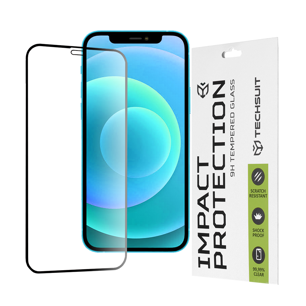 Techsuit 111D Celoplošné lepení sklo iPhone 12 iPhone 12 Pro Černé