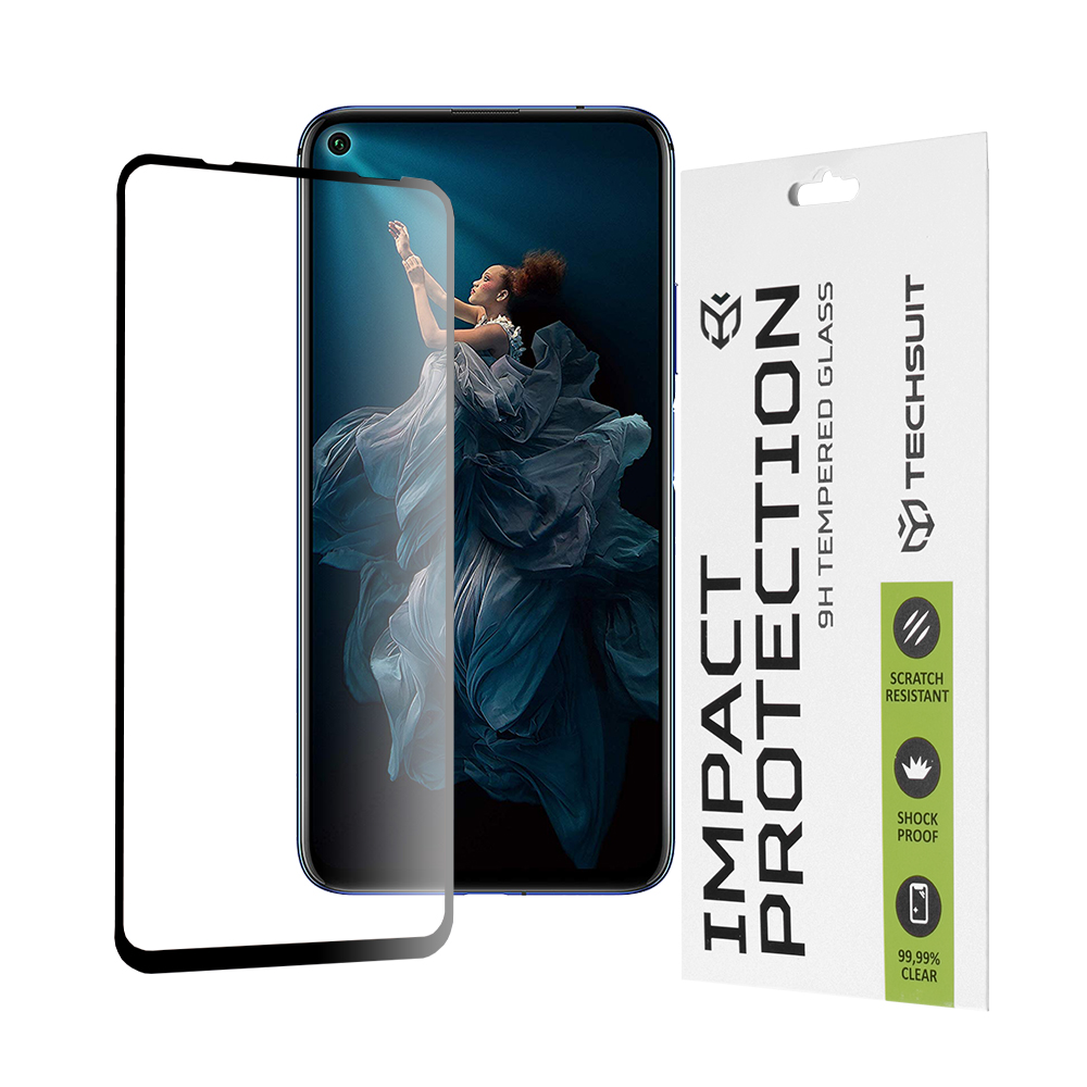 Techsuit 111D Celoplošné lepené sklo Huawei nova 5T Honor 20 černé