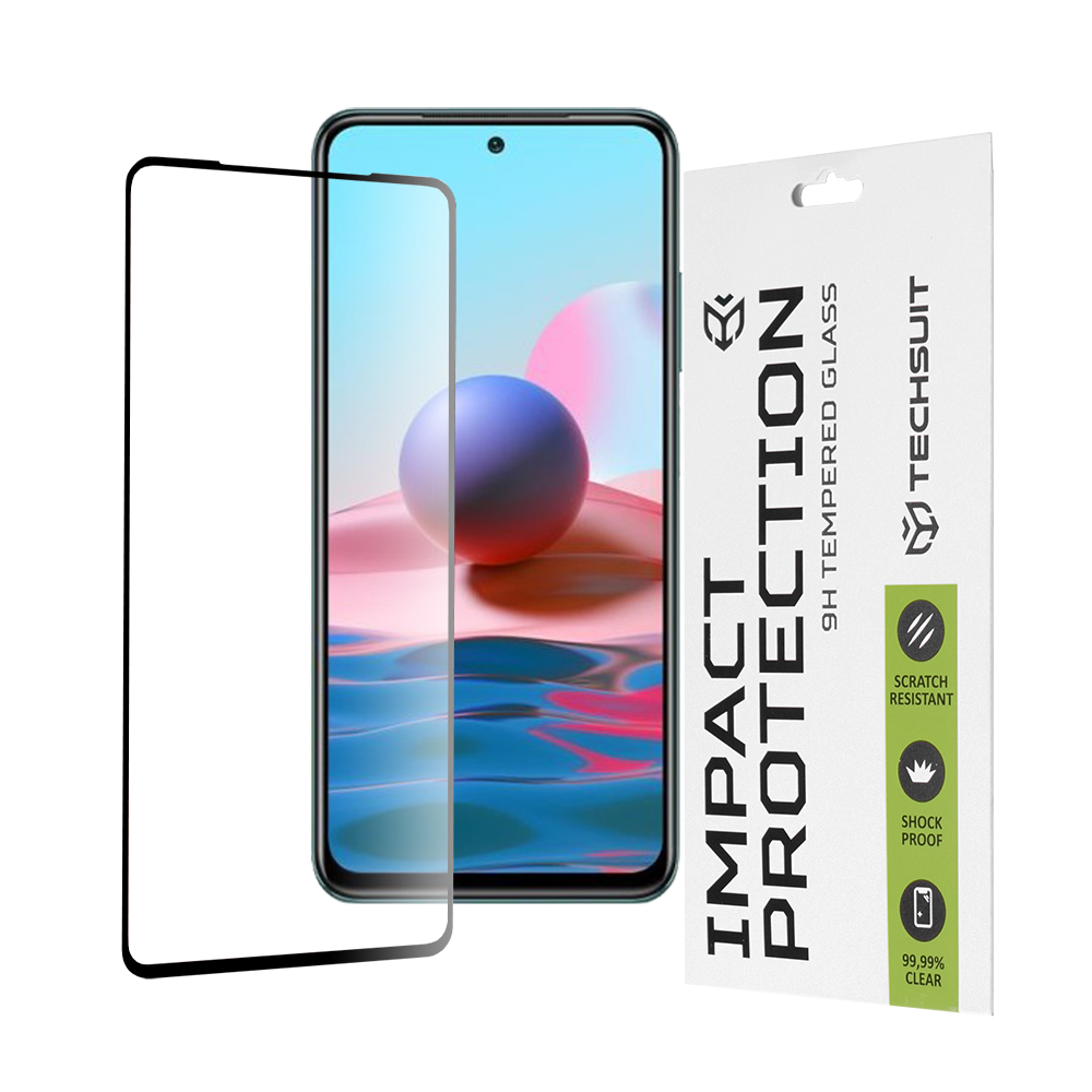 Techsuit 111D Celoplošné sklo Xiaomi Redmi Note 10 4G Černá