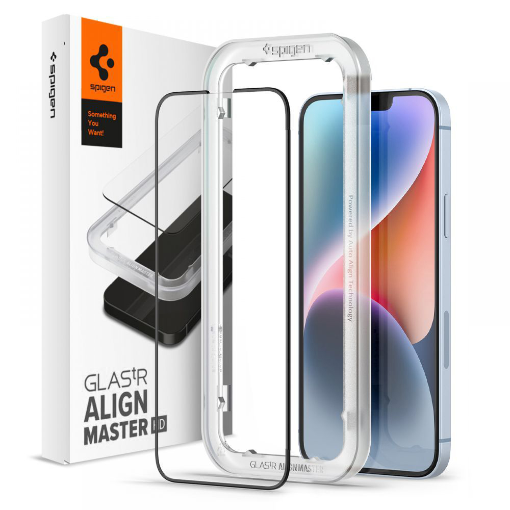 Spigen Glas.tR Align Master iPhone 13 13 Pro 14 16e Černá