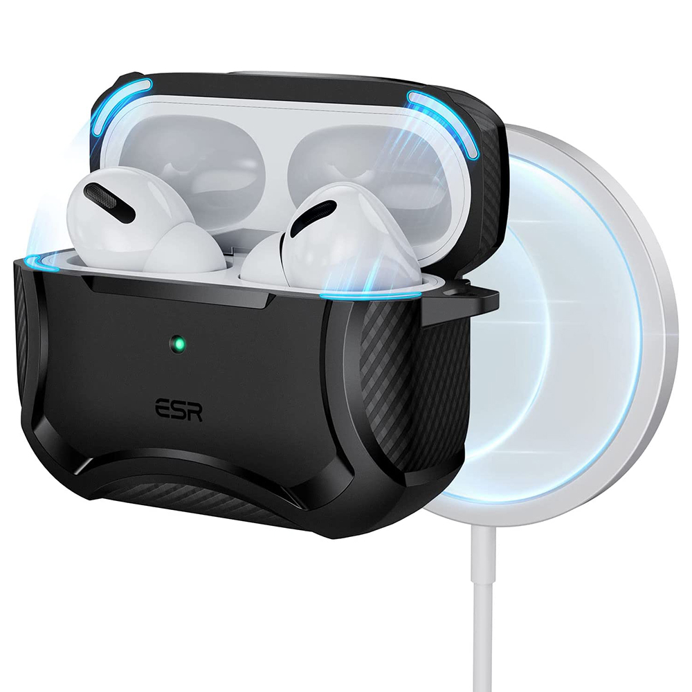 ESR Cyber Armor Odolné pouzdro HaloLock Apple AirPods Pro 1 2 Černá