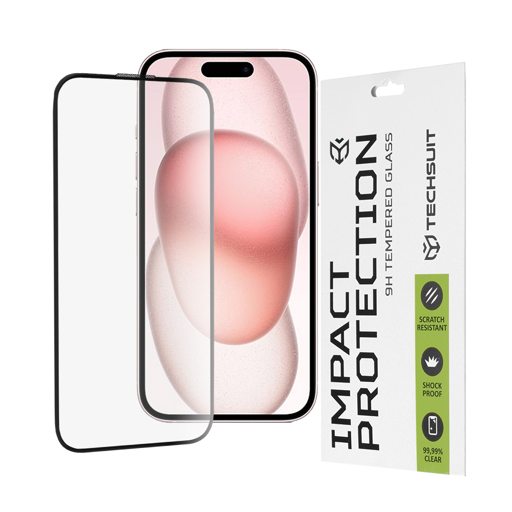 Techsuit 111D Celoplošné sklo plné lepení iPhone 15 iPhone 16 Black