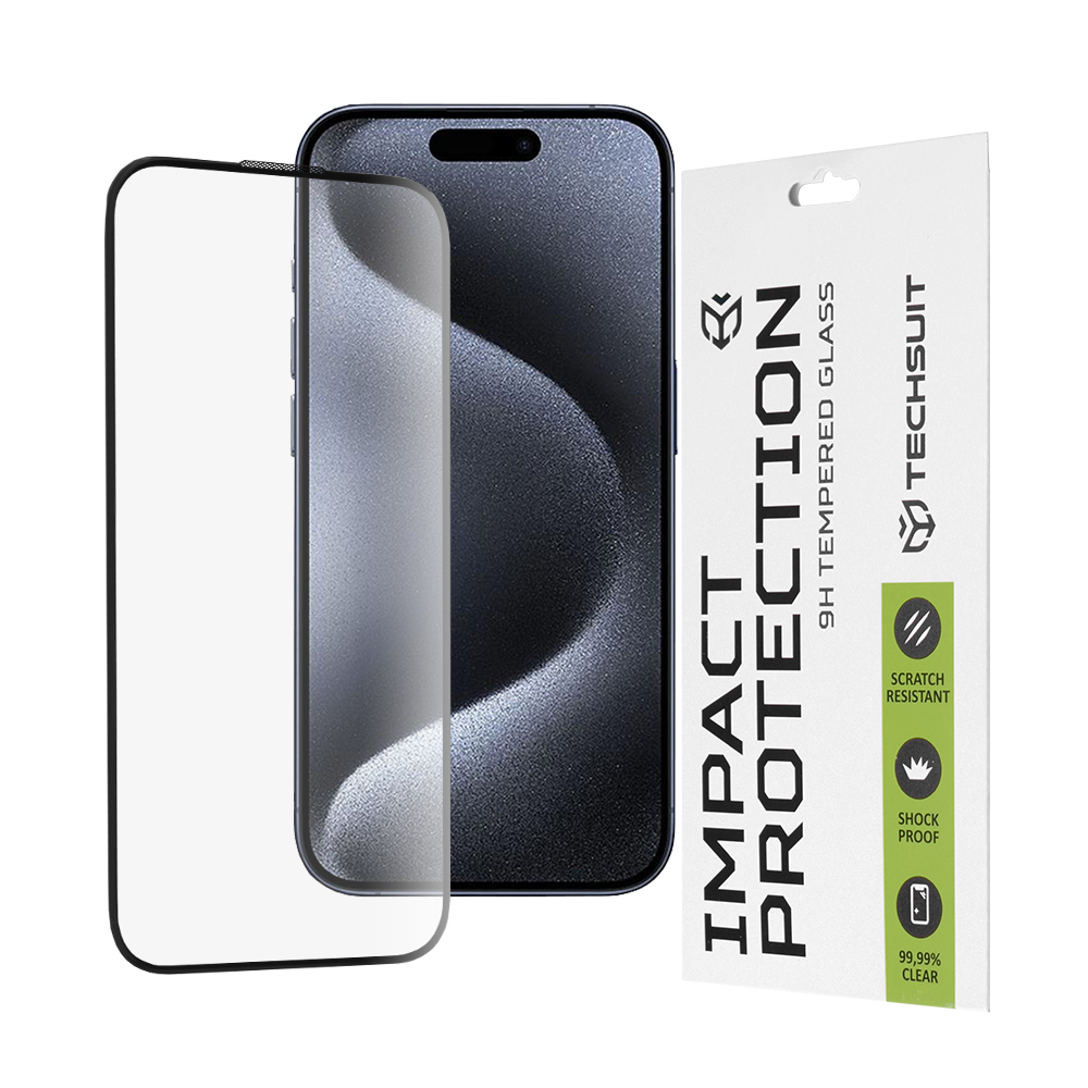 Techsuit 111D Celoplošné sklo s plným lepením iPhone 15 Pro Black