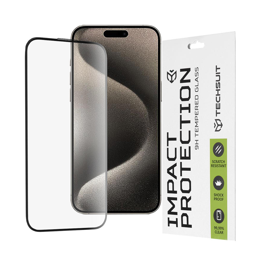 Techsuit 111D Celoplošné celolepené sklo iPhone 15 Pro Max Černé