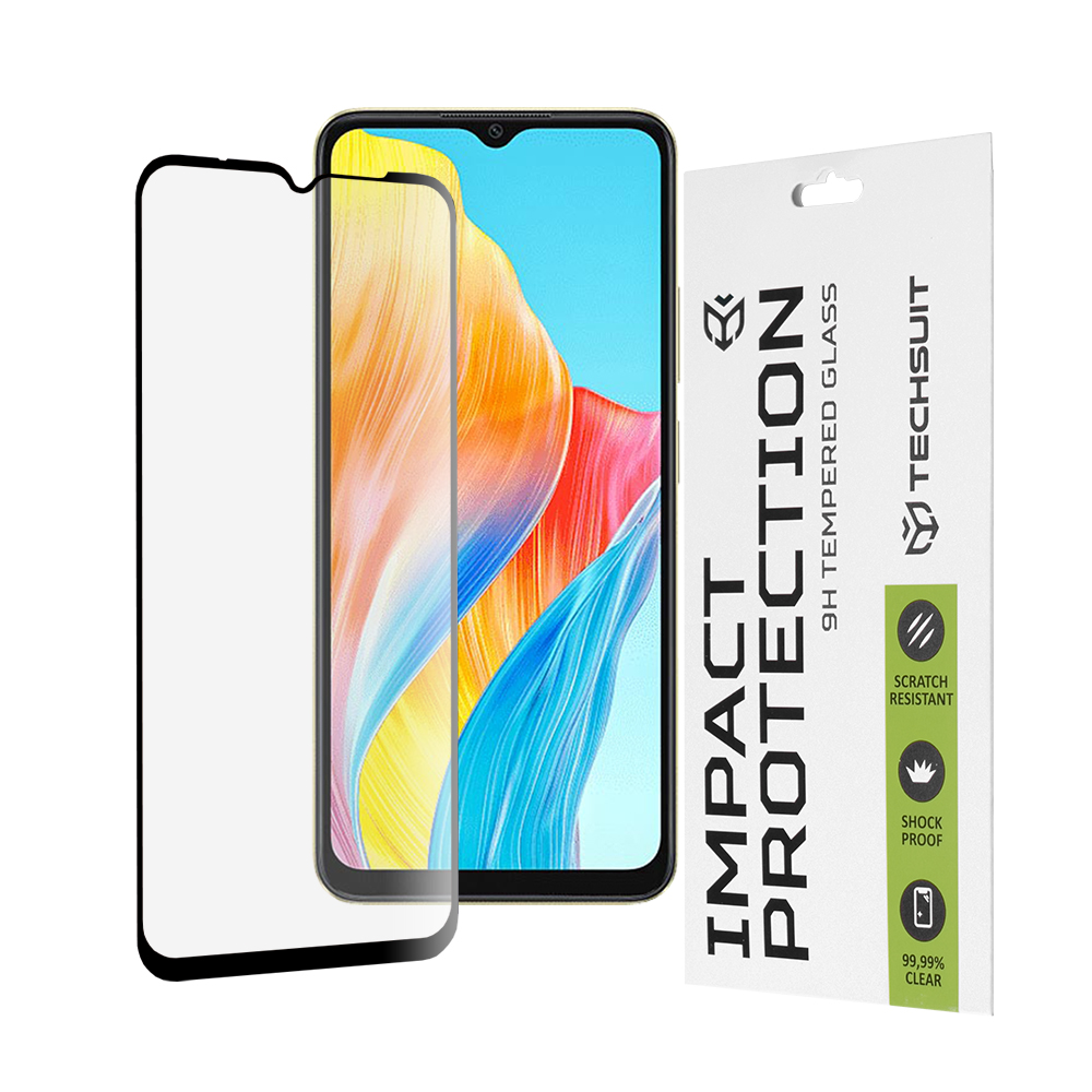Techsuit 111D Celoplošné lepené sklo Oppo A38 A18 Black