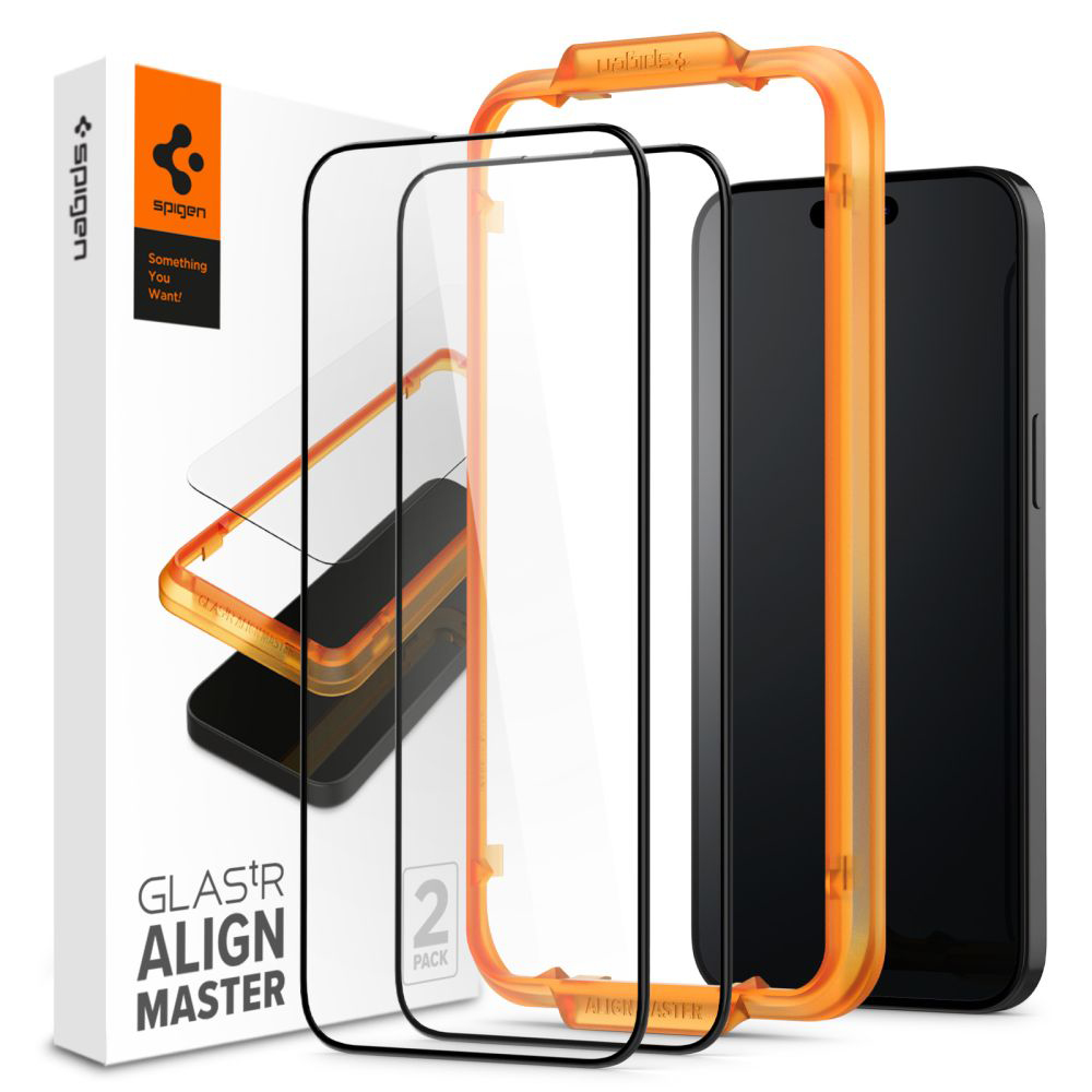 Spigen Glas.tR Align Master 2 balení iPhone 15 Pro Černá