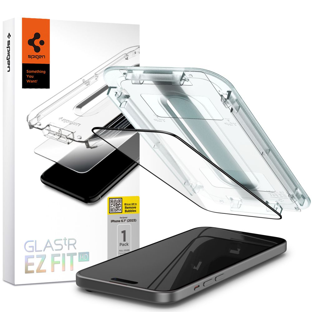 Spigen Glas.tR EZ-FIT iPhone 15 Černá