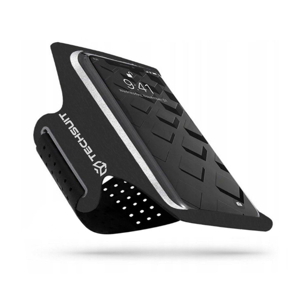 Techsuit Sportovní pouzdro na ruku TH10 na telefony max 6.5" Černá Šedá