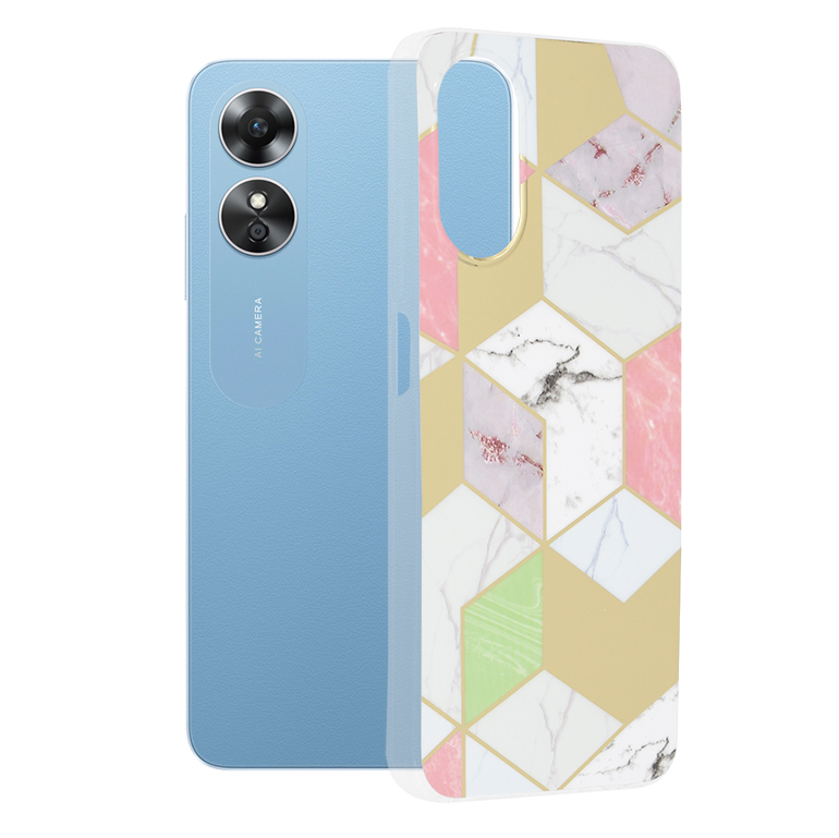 Techsuit Mramorová série Oppo A17 Fialový Hex